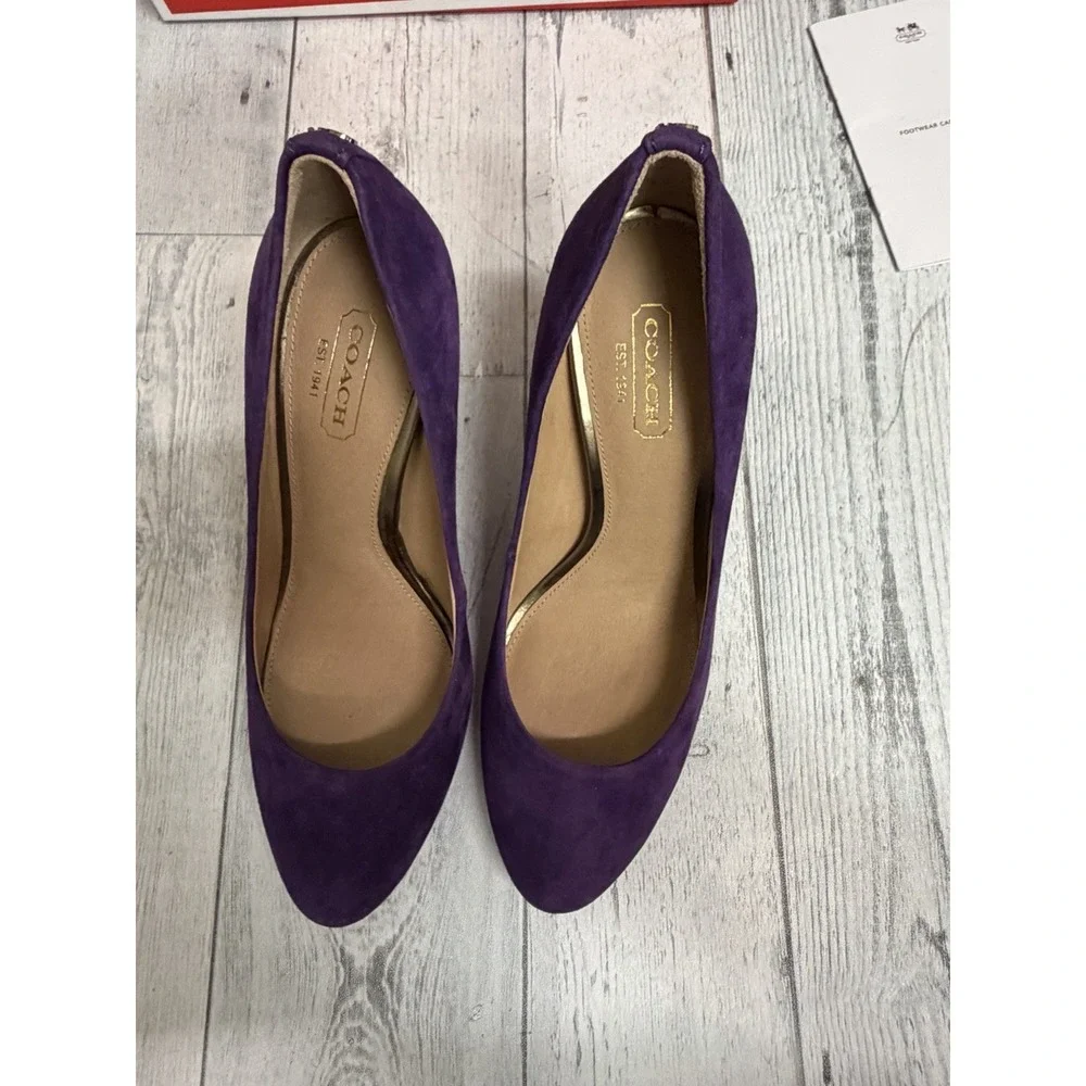 Coach Nala Size 5.5B Womens Purple Stiletto Heels Kid Suede Leather Deep Plum